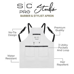 StyleCraft Heavy Weight Waterproof Professional Barber-Salon Apron Cross Back Strap and Pockets