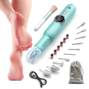 Electric Foot Callus Remover for Feet Scrubber Dead Skin Cordless Foot File Professional Pedicure Tool with Nail Drill Kits for Men Women Dead Dry Crack Skin Calluses Foot Grinder-Green