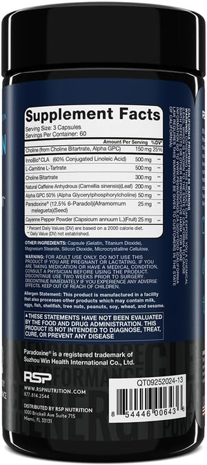 RSP Nutrition QuadraLean Thermogenic Fat Burner for Men &amp Women Weight Loss Supplement Crash-Free Energy Metabolism Booster &amp Appetite Suppressant Diet Pills 60 Serv (Packaging May Vary)