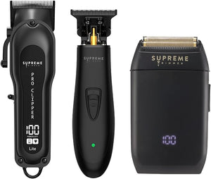 Supreme Trimmer 3-in-1 Barber Bundle | Pro Clipper Lite T-Shaper Trimmer &amp Crunch Foil Shaver | Professional Beard Trimmer Men¡¯s Hair Clipper Kit | Black