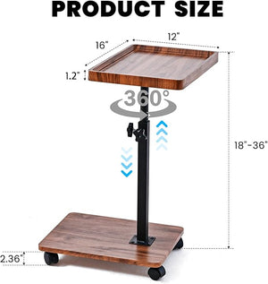 C Table End Table Adjustable HeightC Shaped End for CouchSnack Tables360¡ÆSwivel TV Tray Sofa TableTables That Slide UnderCoffee SideTable for BedChairBath-tub (Black Color)