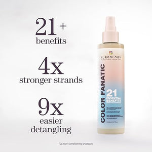 Pureology Color Fanatic Multi-Tasking Leave-In Spray 21 Benefits for All Hair Types Heat Protection Detangling &amp Frizz Control Infused with Coconut &amp Camellia Oils Color Safe Vegan