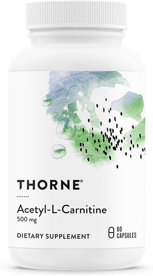 THORNE - Acetyl-L-Carnitine - 500 mg - Supports Brain Function &amp Healthy Nerve Sensations in The Hands &amp Feet* - Gluten Dairy &amp Soy-Free - 60 Capsules