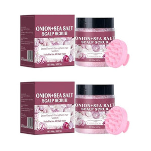 2PCS Scalp Care Scrub Sea Salt Deep Cleansing Nourishing Refreshing Oil Control Fluffy Shampoo with Silicone Scalp Massager