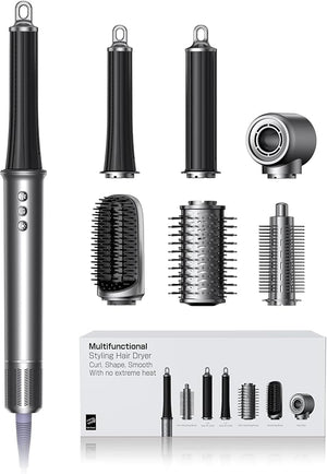 All-in-One Air Styler - Auto Curl Straighten Volumize Dry - 160000 RPM High-Speed for Faster Styling - Reduces Heat Damage &amp Frizz Hair Styling Irons - Ionic Blow Dryer Brush for All Types (Nic