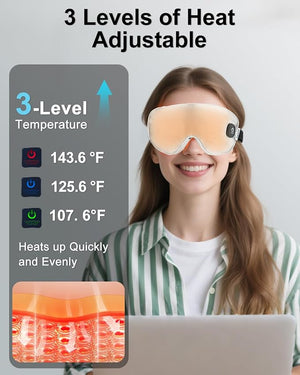 Heated Eye Mask - Cordless Eye Mask for Dry Eyes, Eye Relief, Improved Sleep, Rechargeable, WashableCover Eye Heating pad for Travel