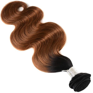 Ombre Human Hair Bundles Brazilian 1b/30 Two Tone Ombre Body Wave Human Hair One Bundle 14inch 100% Unprocessed Virgin Hair Bundles Weaves Extensions for Women