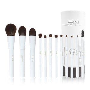 Makeup Brushes Set 12Pcs Professional Kabuki Foundation Eyeshadow Blush Blending Lip Full Face Cosmetic Kit W/Makeup Brush Set with Holder(White)