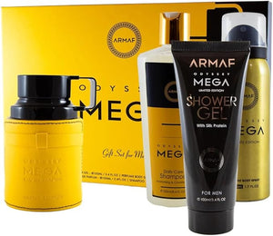 Armaf "Odyssey Mega 4Pcset Edp SPR 3.4 M + 3.4 S/Gel + 8.4 Sham + 1.7 Per Body SPR (Clean)