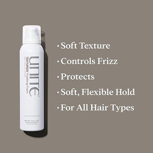 UNITE Hair - TEXTURIZA Finishing Foam - Adds Soft Tousled Texture &amp Definition - Frizz Control &amp Satiny Sheen - Safe for Color-Treated Hair - Paraben-Free Vegan - 5.2 oz