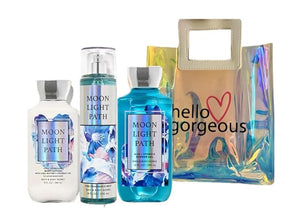 Moonlight Path - White BarnBath/Body Works - Gift Set 3 Piece Bundle - with Gift Bag HELLO GORGEOUS