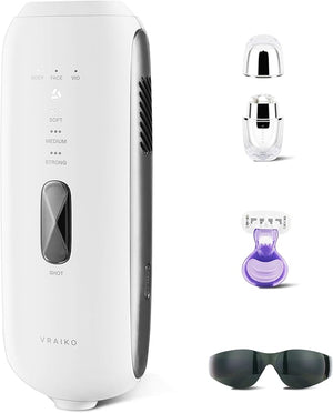 VRAIKO LYRA IPL Hair Removal Device Laser Hair Removal for Women and Men Sapphire Ice-Cooling Contact with Interchangeable Attachment Filters More Skin-Friendly Long-Lasting &amp Painless Results