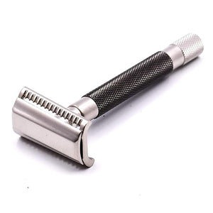 Parker Semi-Slant Safety Razor ? Graphite Finish | Close Shaving Double Edge Razor for Sensitive Skin &amp Coarse Hair | Slanted Precision Head + 5 Platinum DE Blades | Iconic Brand