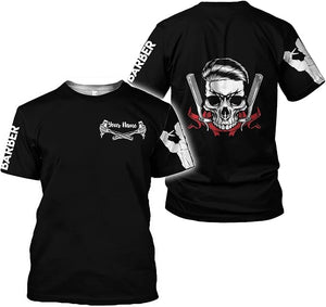 Personalized Barber Shop Shirt 3D Barber Shirts Hairdresser Haircutting Hairstylist Custom Salon Barber Tshirt Pole Scissors