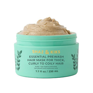 SHAZ &amp KIKS Essential Prewash Scalp+Hair Mask for Thick Curly to Coily Hair | Deliver 35+ Essential Nutrients to Build Long-term Health | Stimulate Growth &amp Moisturize Curls | Color-Safe | 23