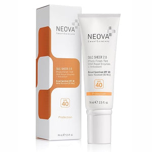 NEOVA SmartSkincare Silc Sheer 2.0 Tinted Sunscreen 2.5 fl oz | Broad Spectrum SPF 40 | Up To 80 min. Water Resistance | Oil &amp Fragrance Free | For All Skin Types