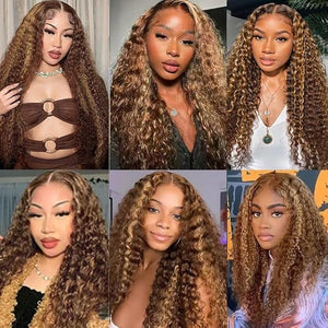 P427 Honey Blonde Human Hair Bundles Deep Wave Bundles 26 28 30 Inch Unprocessed Brazilian Virgin Remy Hair 3 Bundle Blonde Deep Wave Bundle Human Hair Extensions