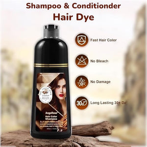 Hair Dye Shampoo 3 in 1, Instant Herb Ingrident Hair Dye to Cover Gray Hair, Long-lasting &amp; Natual, Chestnut Brown, 400 ML