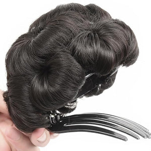 Hair Chignon Synthetic Bun Floral Style Ponytail Extension Hair Clips Braided Bun Claw Clip Donut Bun Wig Women Hair Accessories Hair Pieces For Women(A)
