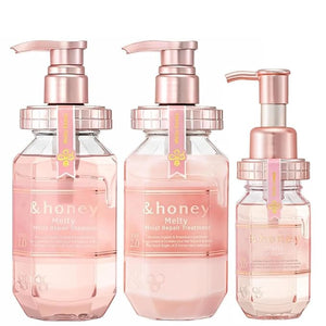 &amphoney Melty Moist Repair Shampoo Treatment &amp Hair Oil Set + Free Hair Tie