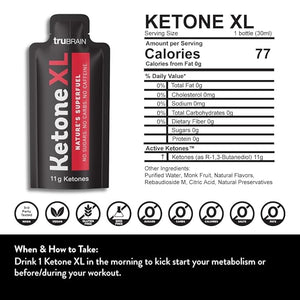 TruBrain Ketone XL Shots | No Sugar No Caffeine No Salt | (R)-13-Butanediol | Clean Natural Energy Shots to Power Brain &amp Body | Drinkable Ketones | Keto Diet NOT Required (10-Pack Watermelon