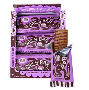Kreatures of Habit DAILY BAR | Chocolate Chip Cookie Dough Dazzler (Pack of 12) ? 20g Plant-Based Protein Bar | 3g of Creatine Monohydrate Per Bar Gluten-Free Vegan Non-GMO