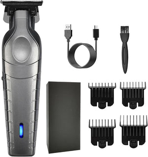 Blackout Trimmer Plus Zero Gap Barbers Tonic Blackout Trimmer Premium Zero-Gapped Cordless Rechargeable Safety Razor Hair Clipper Mens Grooming Shaving Kit for Face Mustache Body Ear (Grey)