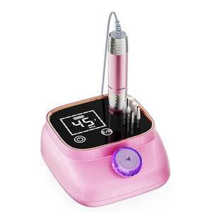 Electric Nail Drill 45000 RPM Professional Rechargeable Nail File Kit Nail Drill Machine Nail Grinder Acrylic Nail Kit for Any Manicure Pedicure Gel Polishing Removing Pink