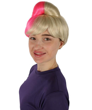 Women's Premium Bun Wig - Adjustable Capless Hair extensions with Realistic Synthetic Fibers - Multi-Color Elegant Bun Hairpiece for Halloween Cosplay, and Everyday Wear, Blonde &amp; Pink