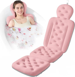 Luxury Bath Cushion Full Body Bathtub Pillow with 160 Suction Cups Bath Mat for Head and Neck Support with Laundry Bag (?Light Pink 51.2 x 16.2)