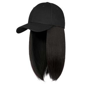 Women's Baseball Cap With Detachable Wig - Duckbill Collarbone Fisherman's Sun Visor With Fake Straight Hair
