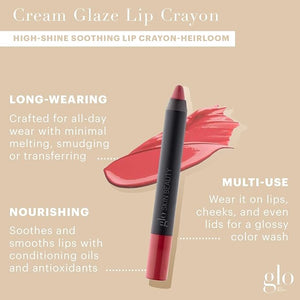 Glo Skin Beauty Cream Glaze Lip Crayon | High Shine Lip Color with Intense Saturation and Impressive Staying Power, (Heirloom)