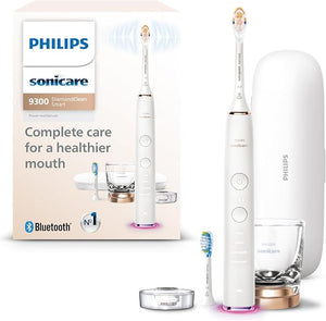 Philips Sonicare DiamondClean Smart 9300 Electric Toothbrush Sonic Toothbrush with App Pressure Sensor Brush Head Detection 4 Brushing Modes and 3 Intensity Levels Rosegold Model HX9903/65