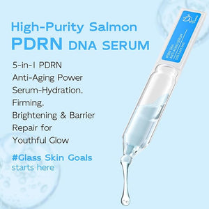 Salmon DNA PDRN Anti-Aging Serum 5000ppm Salmon Egg DNA Ampoule 2000ppm Collagen Glutathione Niacinamide &amp 6 Hyaluronic Acids Korean Skincare for Wrinkles &amp Radiance0.05 fl.oz x 30e
