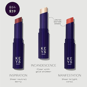 Keys Soulcare Comforting Tinted Lip Balm, Moisturizes, Smooths &amp; Softens Dry Lips with Shea Butter, Buildable Sheer Color, Long-Lasting, Vanilla Scent