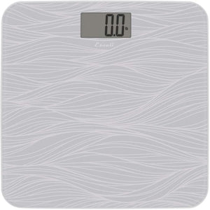 Escali Digital Glass Bath Scale for Body Weight Bathroom Body Scale High Capacity of 400 lb Battery Included Grey Waves