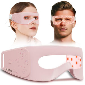 Red Light Therapy for Eyes 3 Minutes Around-Eyes Red Light Eye Mask Eye Massager for Reducing Dark Circles and Puffiness Smoothing Fine Lines for Men Women (Pink)