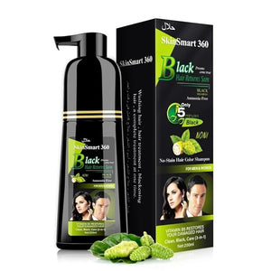 SkinSmart 360¢ç No-Stain Hair Dye Shampoo ? Full Gray Coverage for Men &amp Women 3-in-1 Color + Cleanse + Condition Natural Ingredients Easy No-Mix Formula 200 mL (Natural Black)