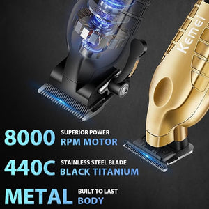 KEMEI Hair Clippers for Men Professional Barber Clippers and Trimmers Set Foil Shaver for MenCordless Hair Clippers and Barber Kit Hair Cutting Kit KM-2293Gold KM-PG2290D KM-T95