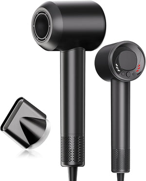 Hair Dryer, 140, 000 RPM High Speed Blow Dryer for Fast Drying, Negative Ionic Hair Dryers for Women, Thermo Control Lightweight Hairdryer for Home and Travel Black