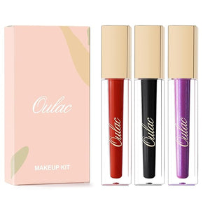 Oulac Red Black Purple Christmas Lipstick Set for Women, Matte Liquid Lipstick Long Lasting High Impact Creamy Matte Lip Gloss, Rich Colour Formula with Vitamin E &amp; Rose Oil