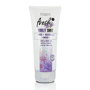 SALERM - Purple Mask - Biokera Fresh Violet Shot Mask - 200 ml - For Blonde Gray Highlighted or Bleached Hair - Helps Neutralize Yellow Tones - Enhances Shine