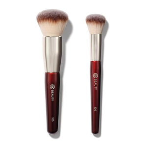 BK BEAUTY - LARGE BUFFER &amp ROUND FOUNDATION (2PC) - Professional Makeup Brush Set for Liquid or Cream Foundations Powder &amp Blush | Premium Face Brushes for Flawless Application