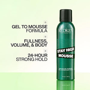 Redken Stay High Volumizing Mousse For Fine Hair - High Hold Gel to Mousse Strong Hold for 24 Hours