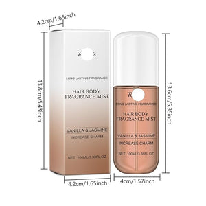 Vanilla Jasmine Scented Fragrance Spray - Natural Fresh Floral Notes Long-Lasting Perfume For Hair Body Bedding &amp Clothes(2PCS)