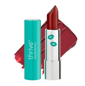 Thrive Causemetics Impact-FULL Smoothing Lipstick, Moisturizing Lip Makeup Essential with Vitamin E, Lightweight Creamy Lipstick for Women, Long Lasting, Vegan, Shade Maya (Rich Red)