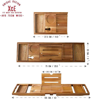 XcE Foldable Bathtub Tray Expandable to 105cm for Luxury Bath Bath Tray for Bathtub (Acacia Wood)