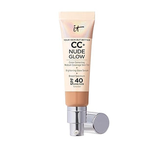IT Cosmetics CC+ Nude Glow - Medium Coverage Foundation with SPF 40 &amp Brightening Glow Serum Lightweight Skin Tint 2% Niacinamide + Hyaluronic Acid Up to 24H Hydration Normal/Dry Skin - 1.08 f