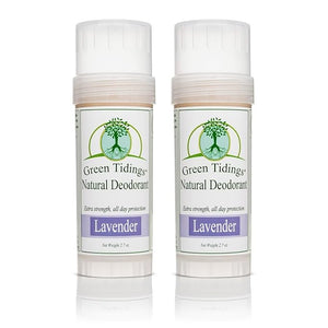 Green Tidings Lavender Deodorant ? Organic &amp Vegan Aluminum-Free Baking Soda-Free Non-Toxic Underarm Antiperspirant for Men &amp Women 2.7 oz (Pack of 2)