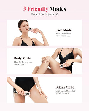 IPL Laser Hair Removal Device for Women &amp; Men - at-Home Painless Hair Remover for Long-Lasting Results, Body &amp; Face for 85% Hair Reduction in 3 Weeks,Pink
